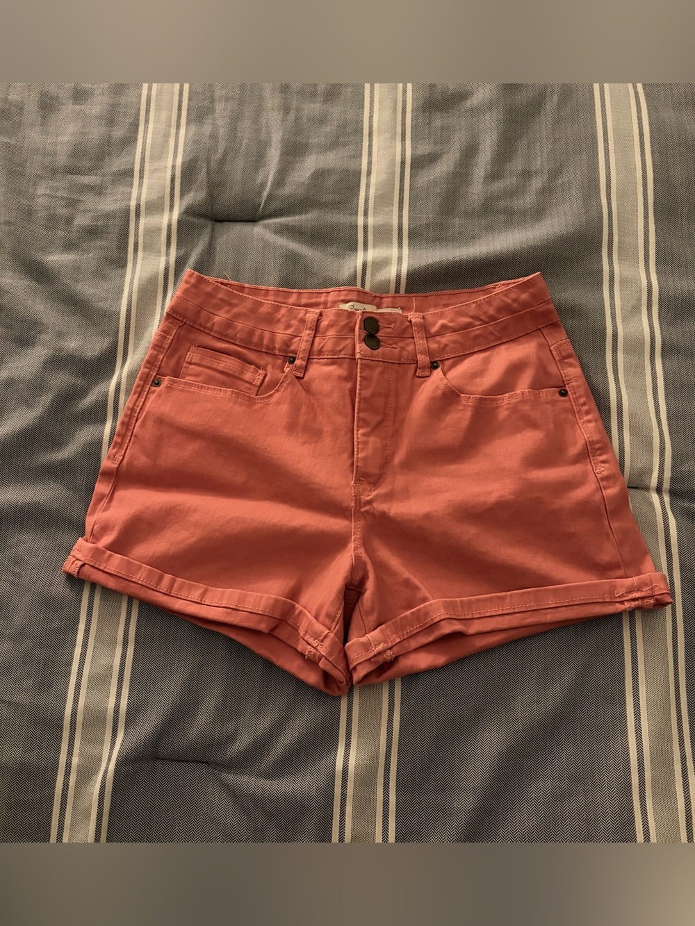 Royalty For Me Coral High-Waist Cotton Shorts